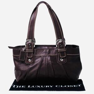 Vintage 2010 Coach Soho Pleated Shoulder Bag, Chocolate Brown Leather, EUC